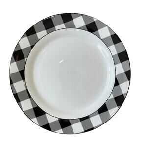 Godinger Black White Checkered Gingham Porcelain Dinner Plates 10.5" Set of 4